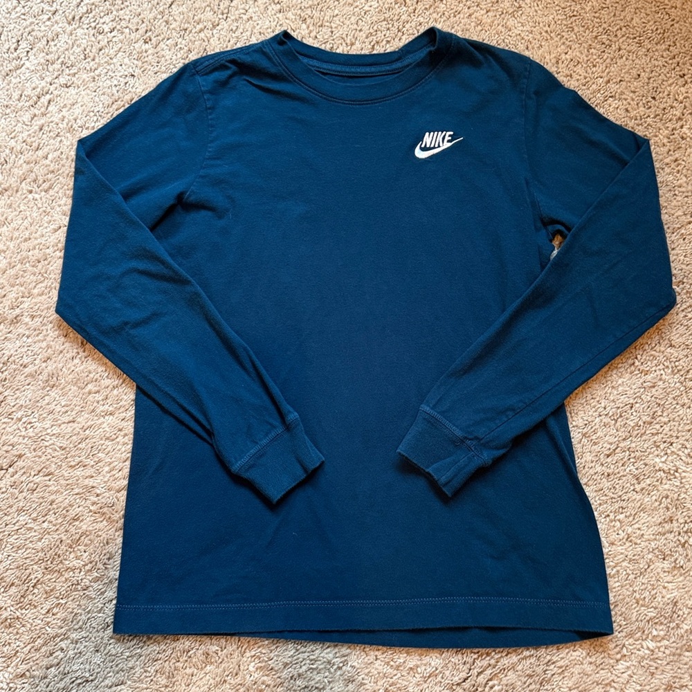 Nike Boys Dark Teal Blue Long Sleeve Tee size L